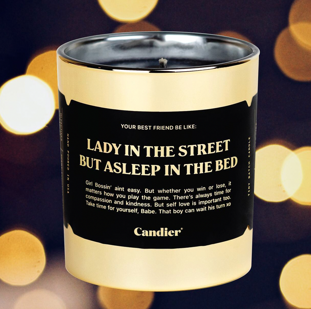 Candier "LADY IN THE STREET BUT ASLEEP IN THE BED" soy candles