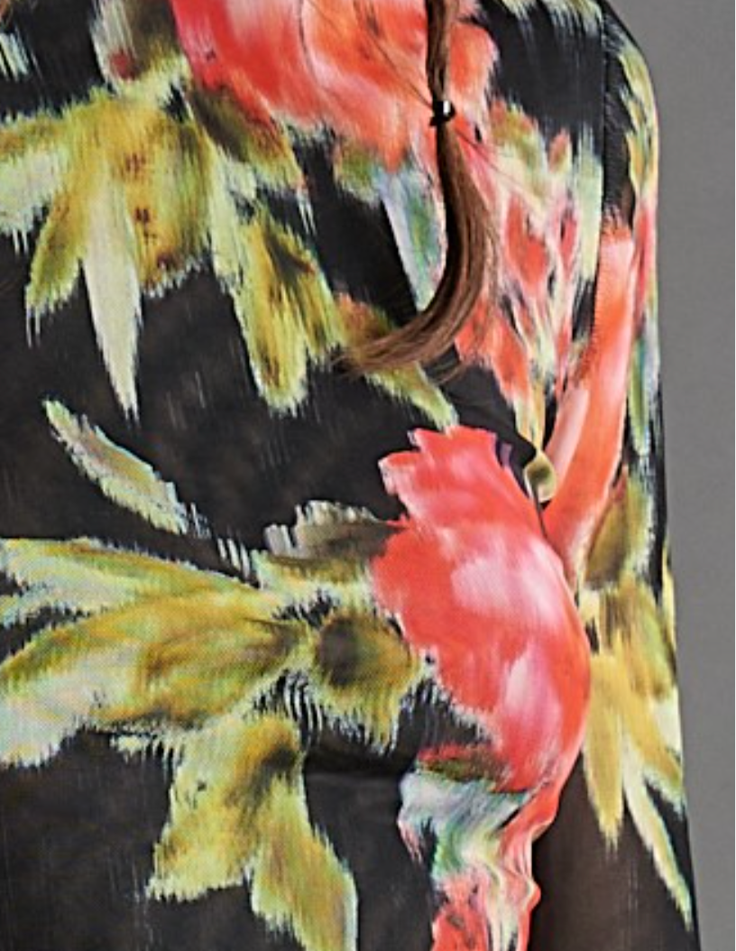 Steve Madden Sheer Floral Turtleneck Long Sleeve Stretch Fiona Top