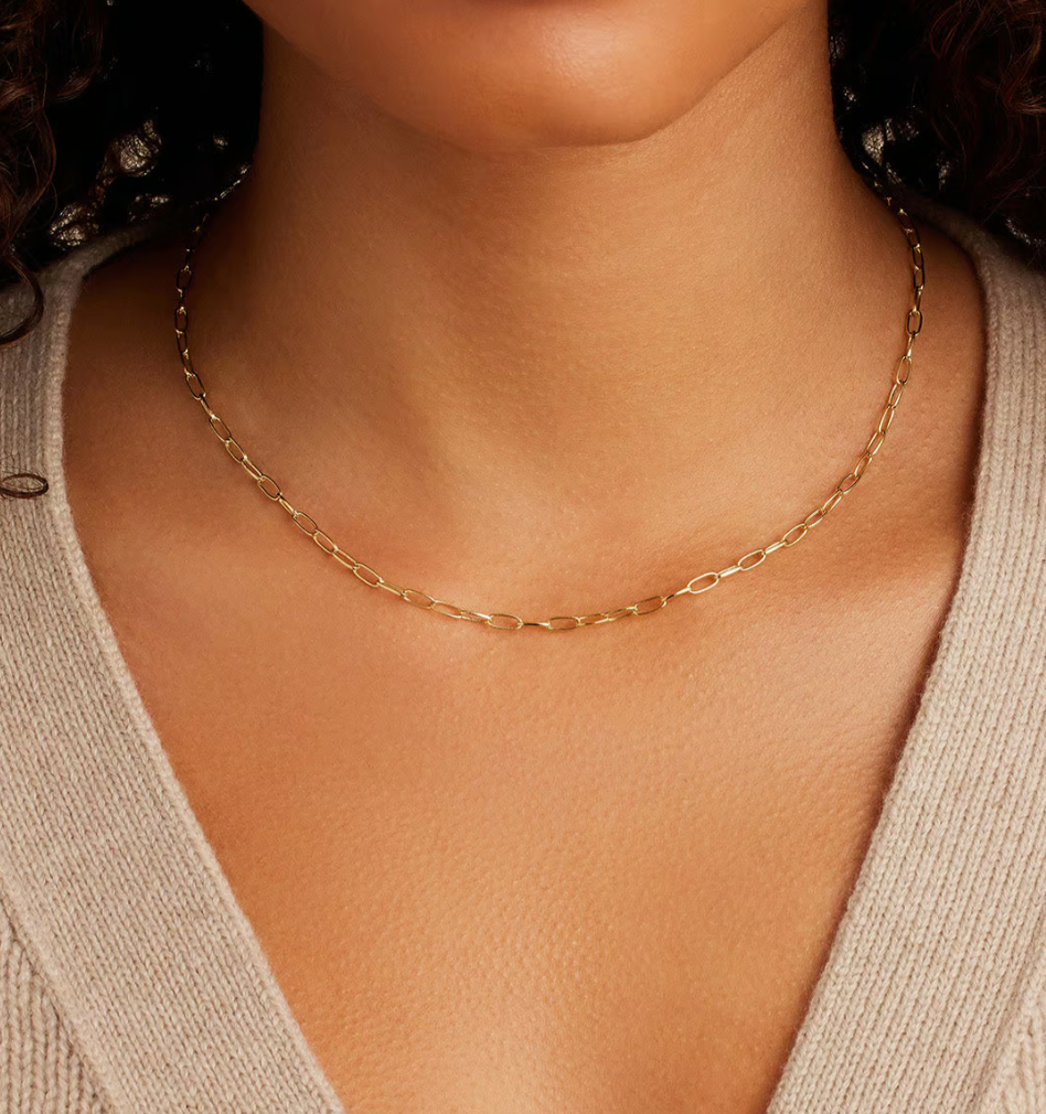 17" Gold gorjana Mini Parker paperclip chain Necklace