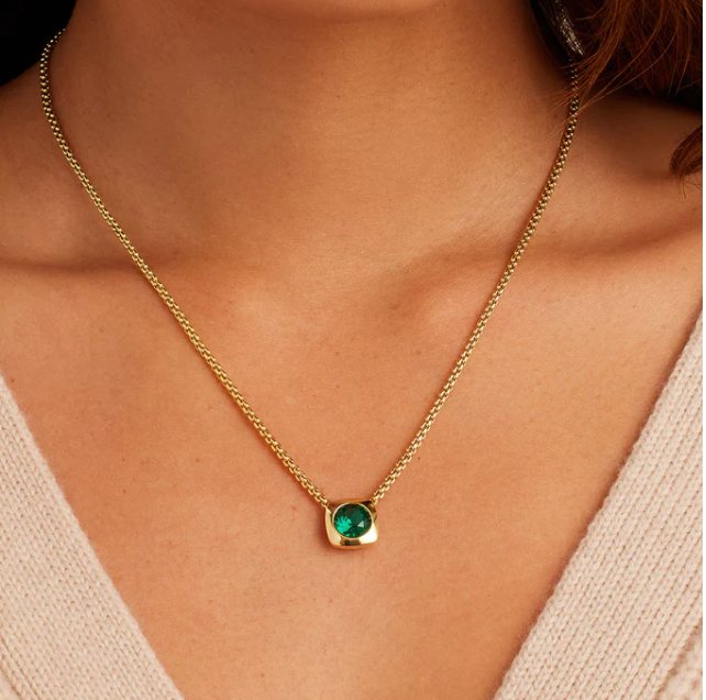 17" Gold gorjana Emerald Charm Nova Necklace