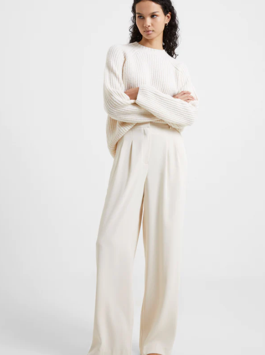 French Connection Wide Leg Harrie Suiting Trouser Pants in Cream or Black