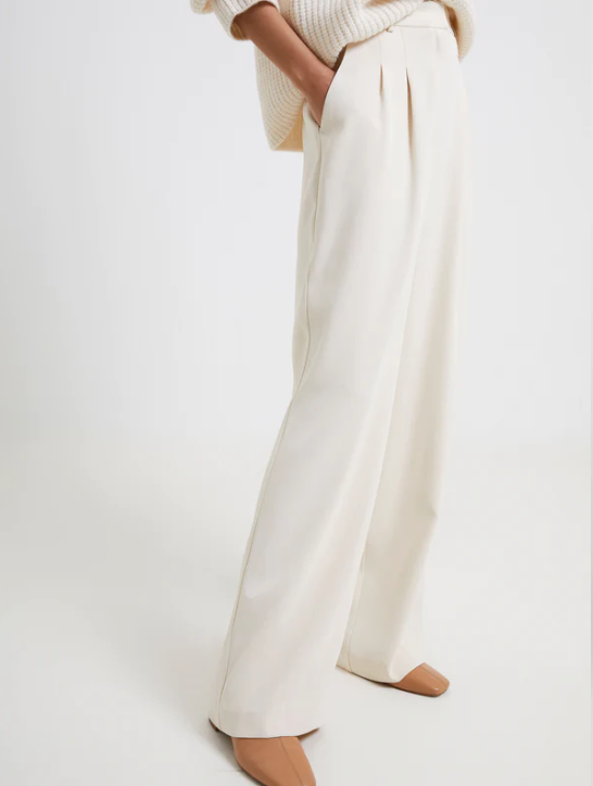 French Connection Wide Leg Harrie Suiting Trouser Pants in Cream or Black