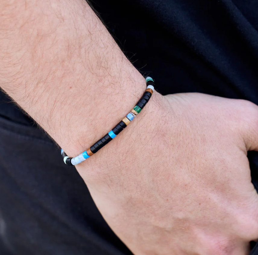 Men's Puravida Mixed Seed Bead Stretch bracelet