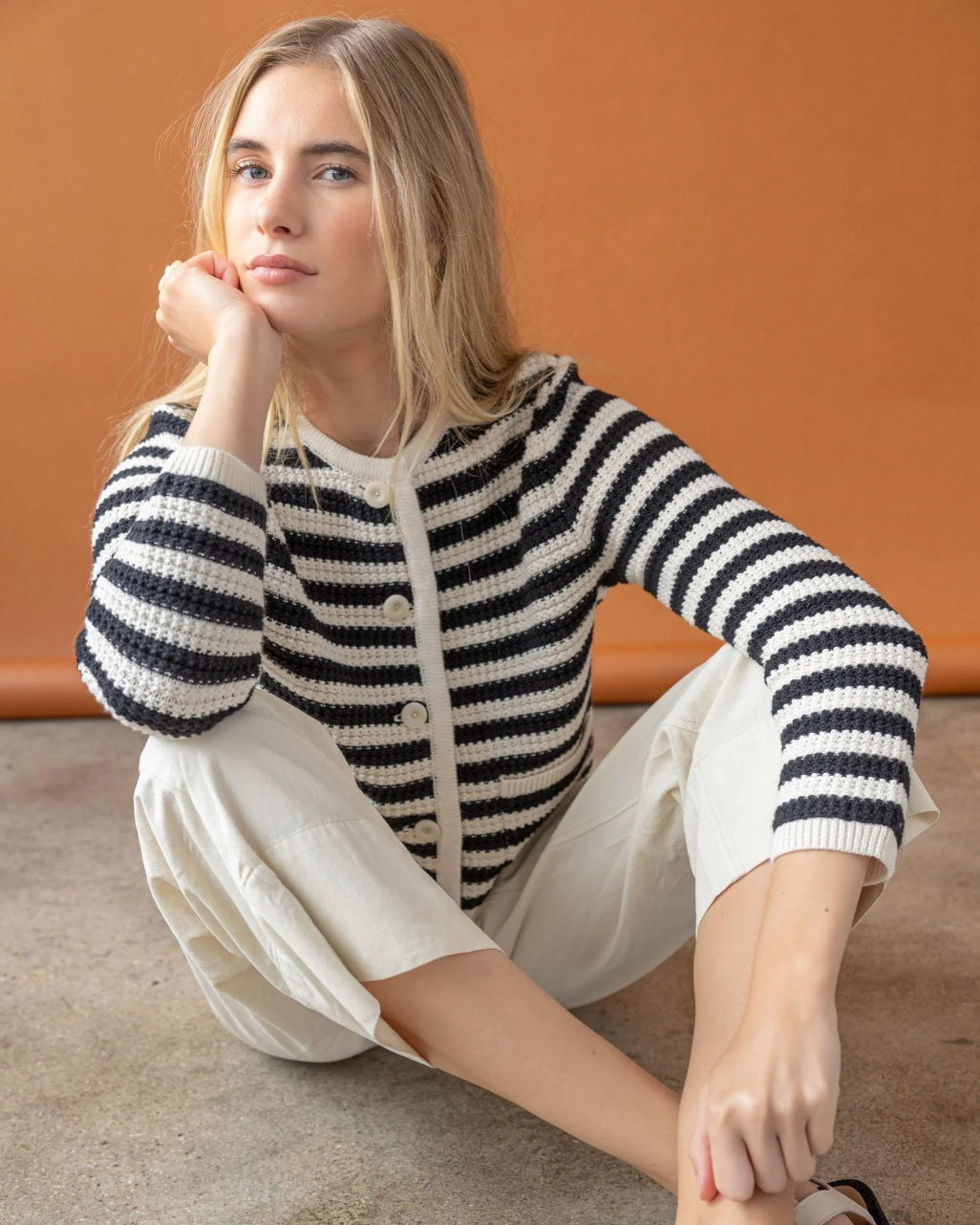 Lilla P Striped Jackie Cardigan