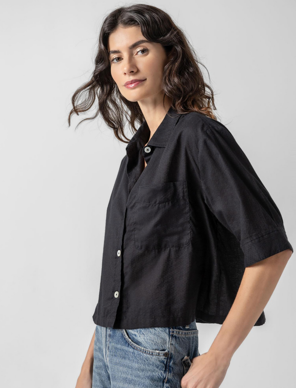 Lilla P Easy Sleeve Button Down Shirt