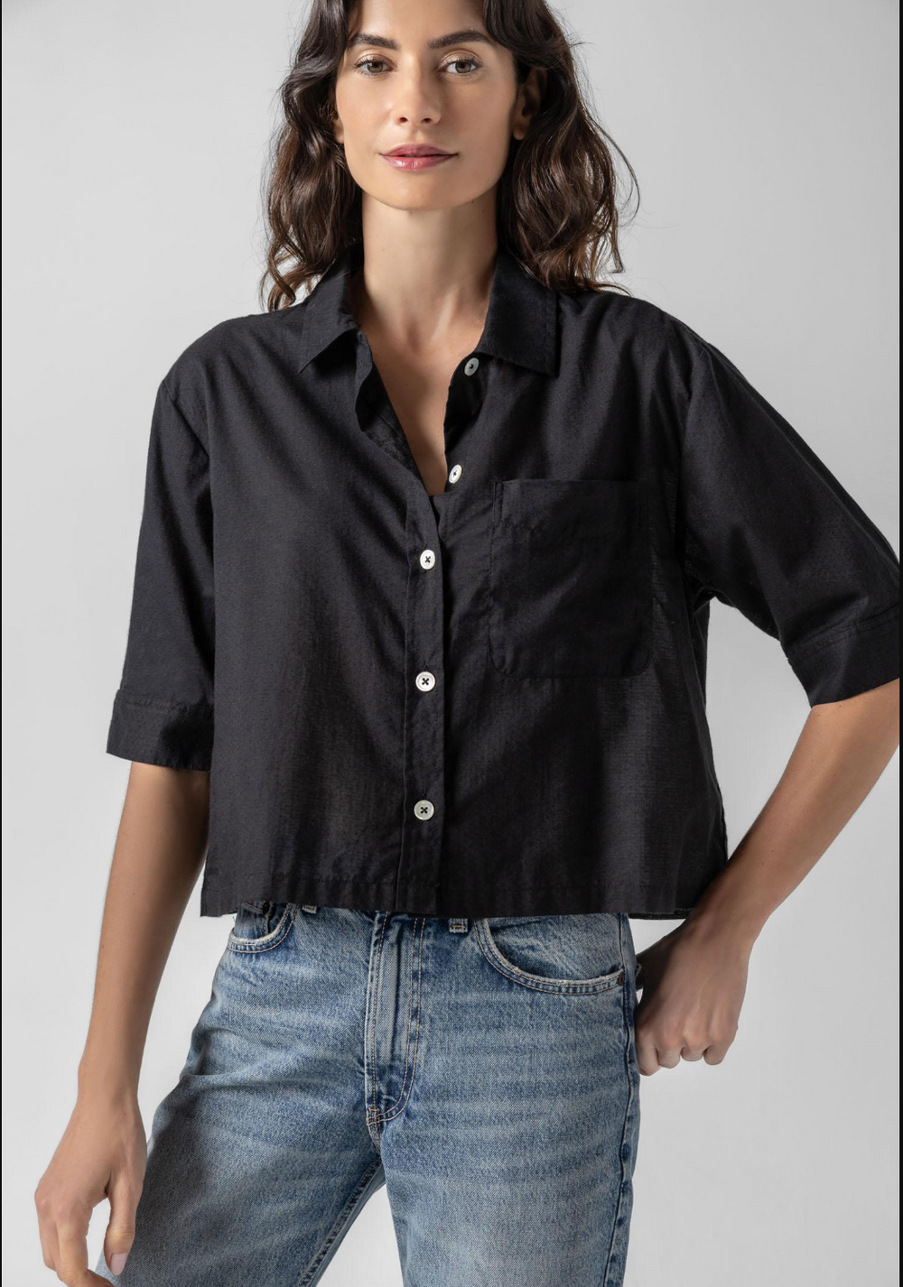 Lilla P Easy Sleeve Button Down Shirt