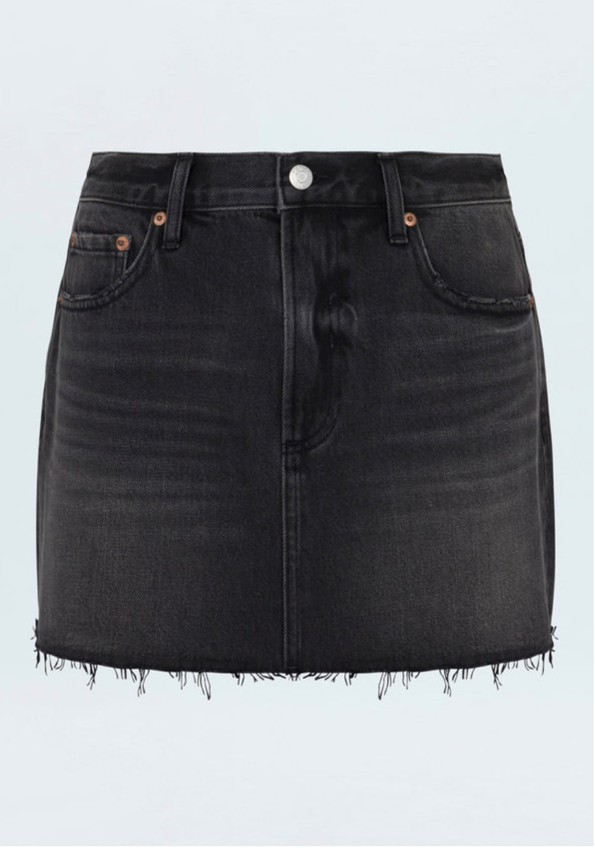 Pistola Daisy Low Rise Denim Skirt in Black