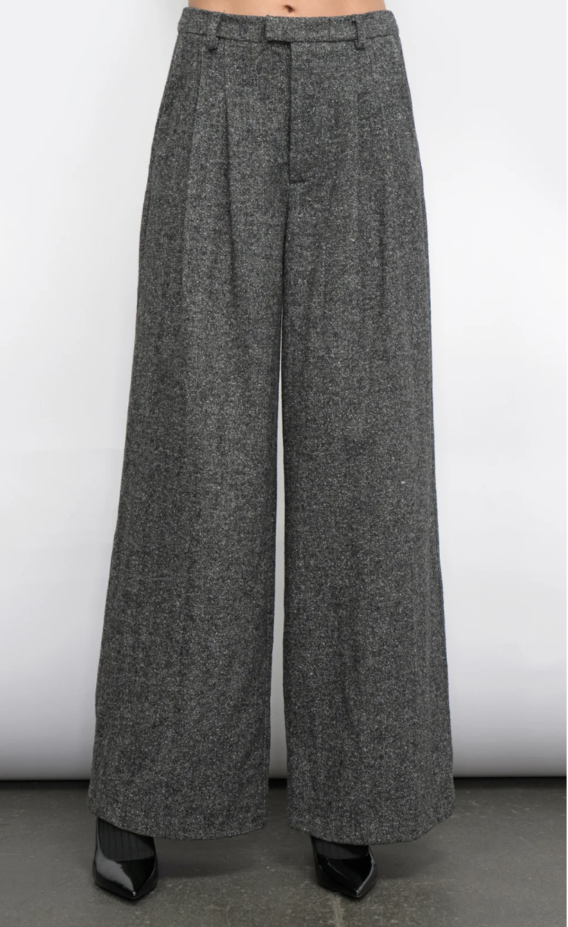 Greylin Adele High Waist Herringbone Wide Leg Trouser Pants