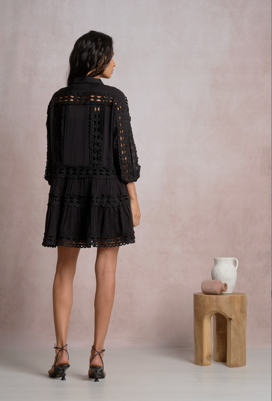 Black Eyelet Mini Dress