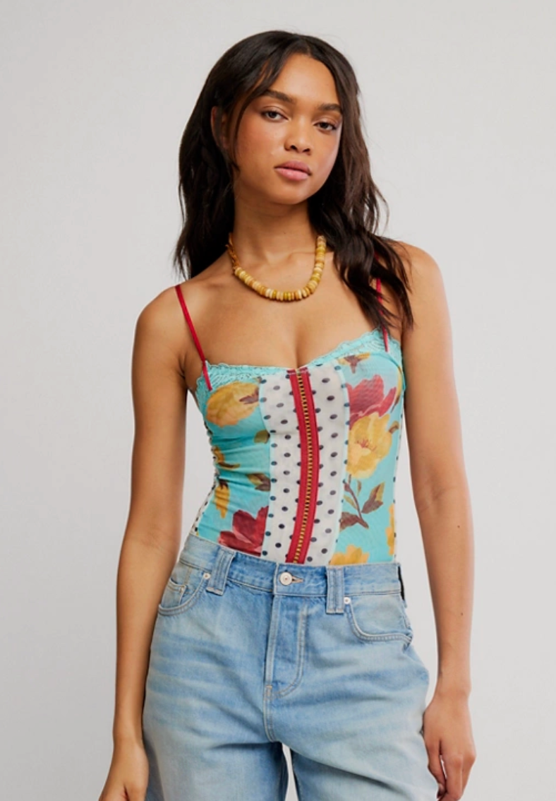 Free People Here and There Floral and Polka dot Bodysuit – Shol's