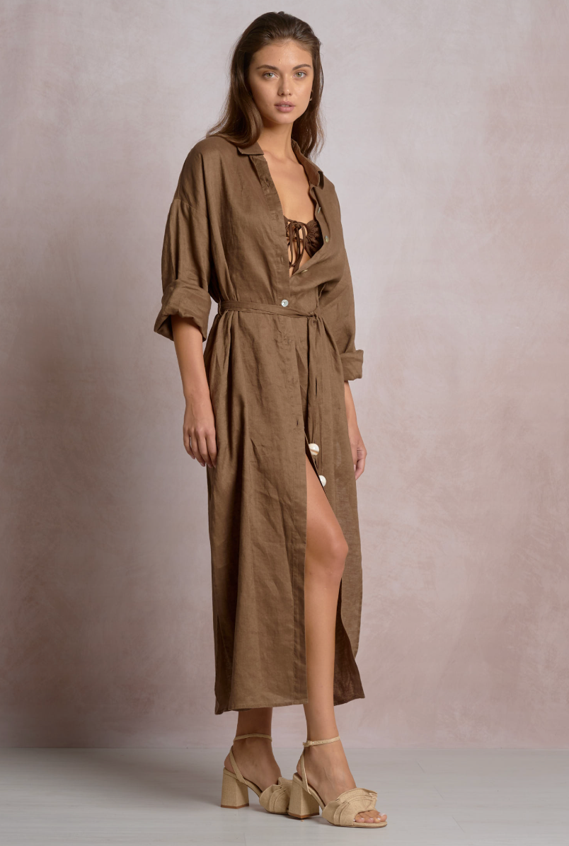 Ellen Linen Maxi Shirt Dress Shol's boutique Ellen Linen Maxi Shirt Dress Shol's boutique