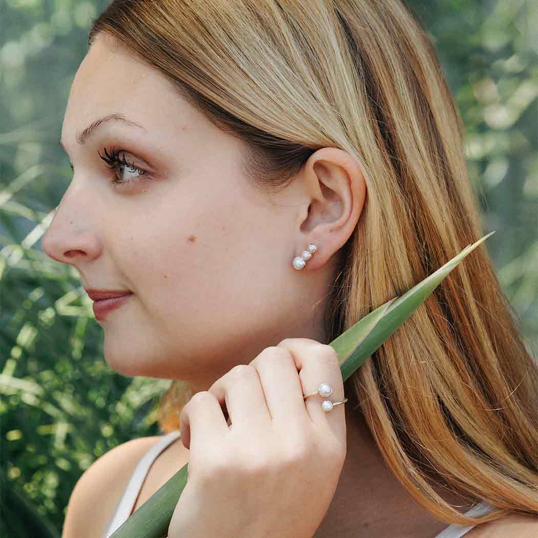 Sterling Silver Adjustable Pearl Ring