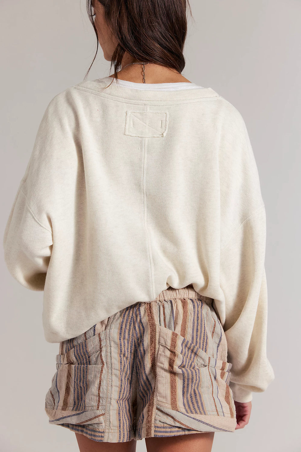 Free People Good Fortune Stripe Shorts in Washed Blue