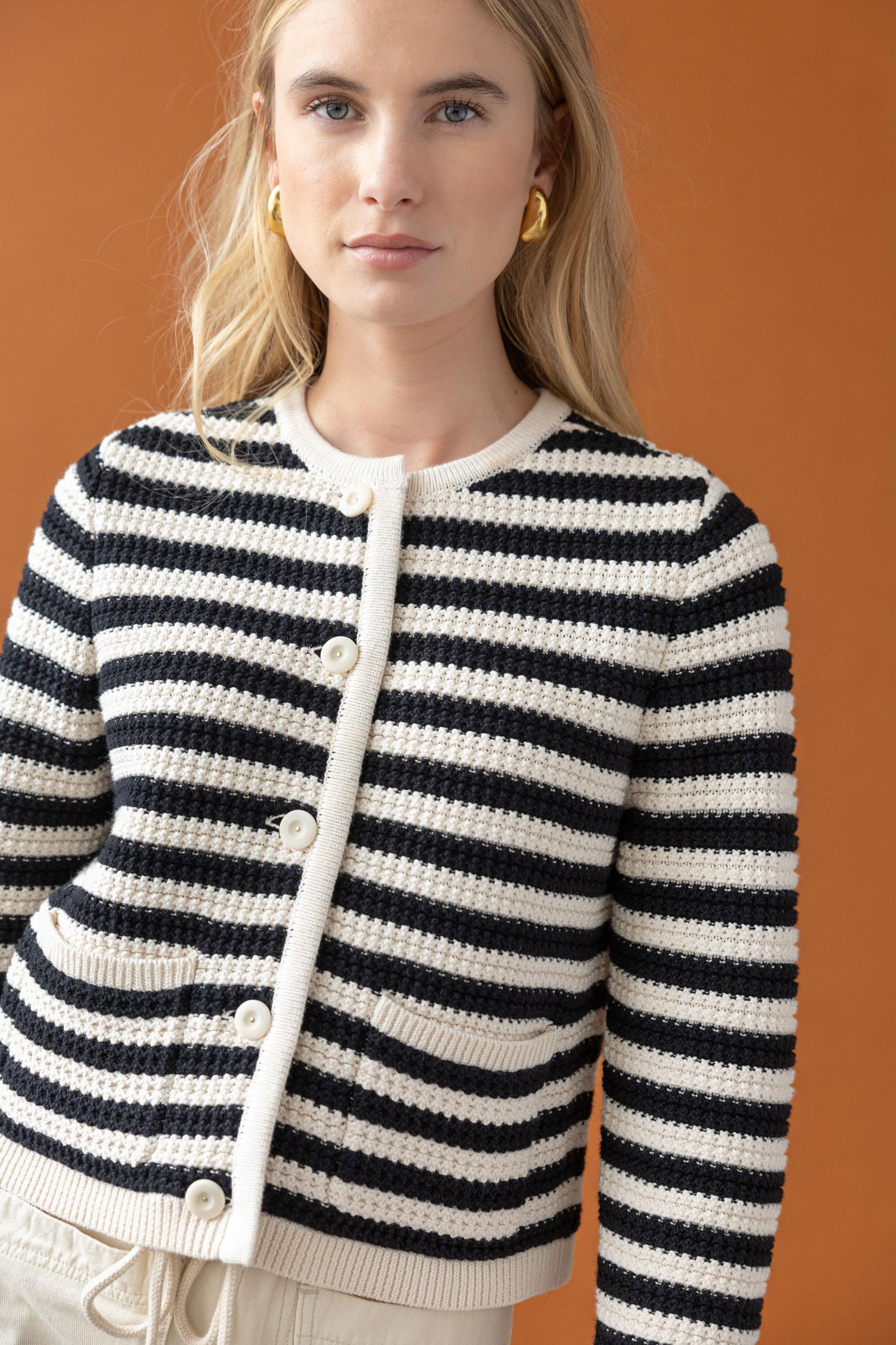 Lilla P Striped Jackie Cardigan