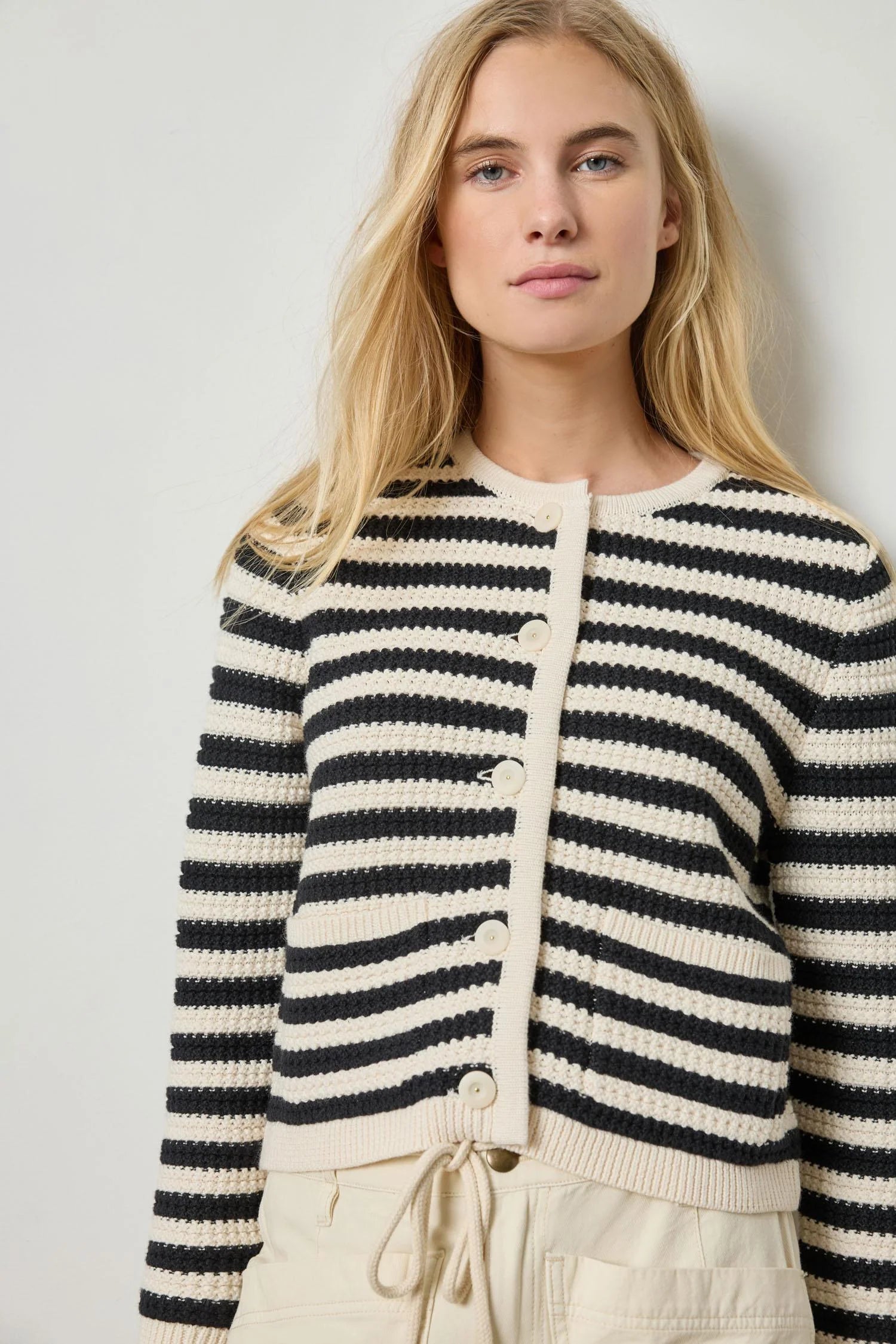 Lilla P Striped Jackie Cardigan