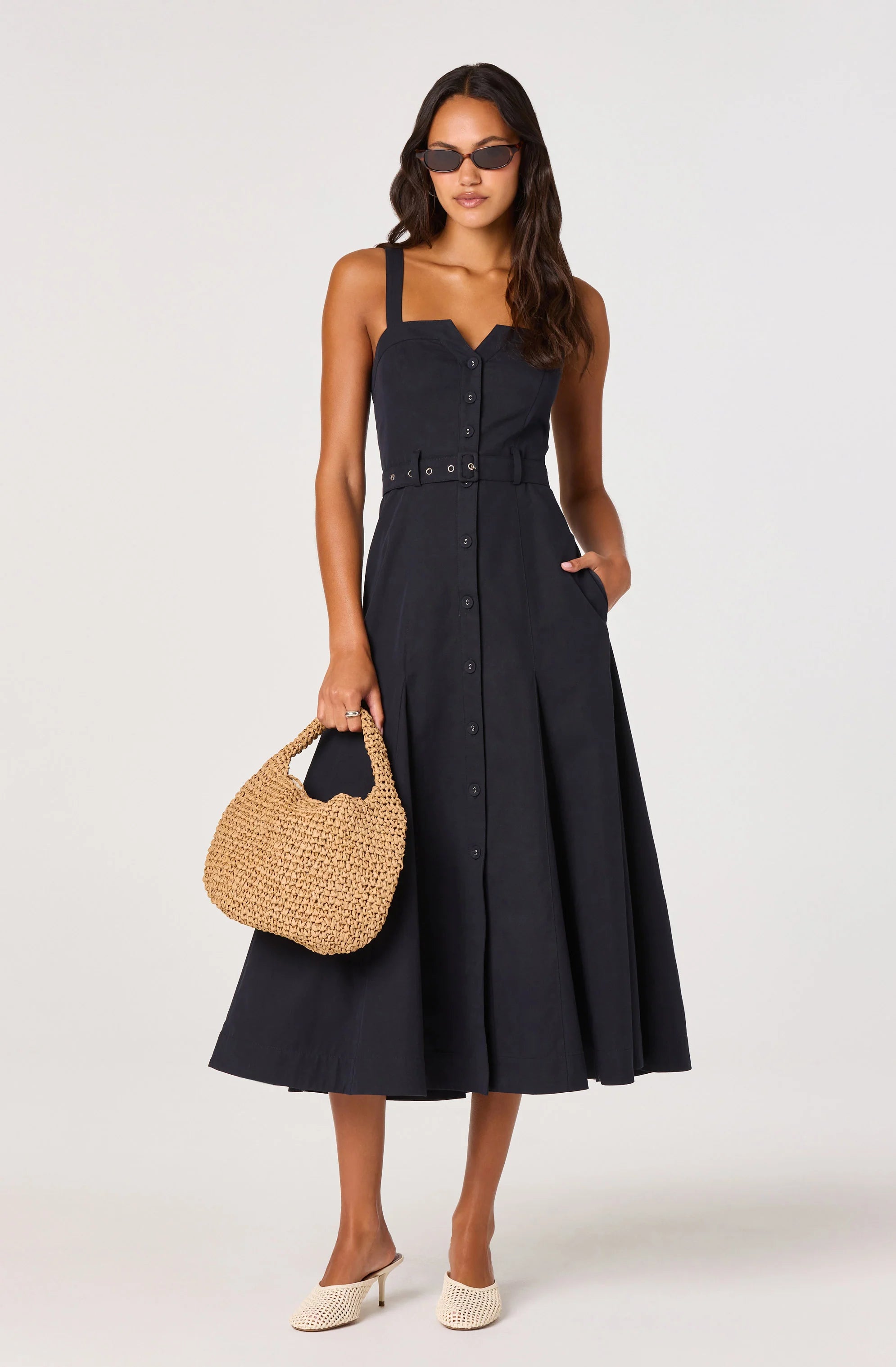 McKinley Navy Button-Front Midi Dress from ASTR Shol's boutique McKinley Navy Button-Front Midi Dress from ASTR Shol's boutique