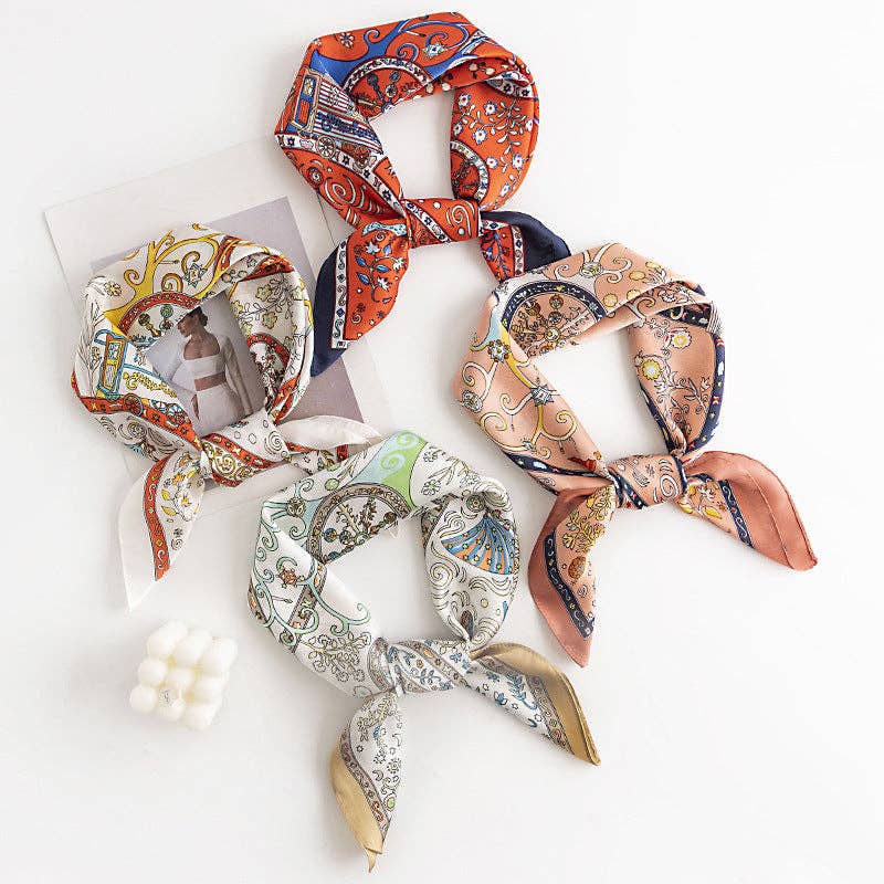 Vintage Pattern Silk Square Scarf