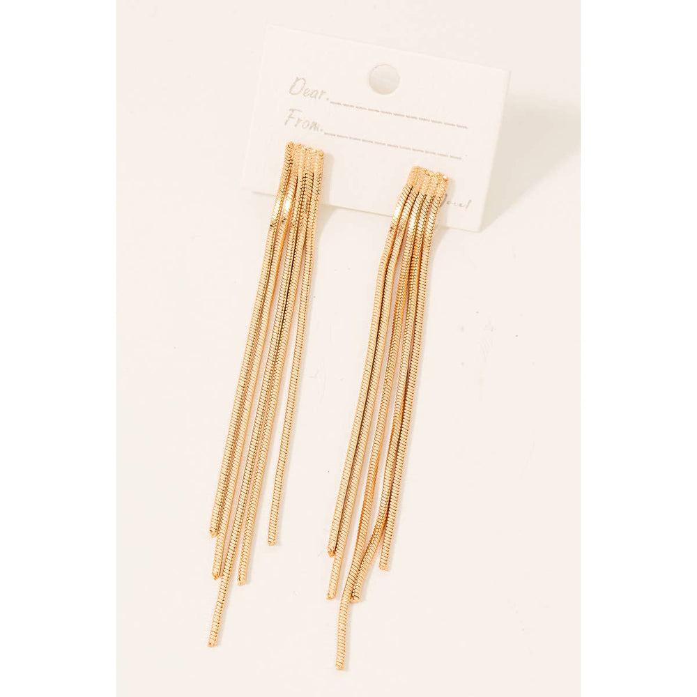 Fame Accessories - Dainty Cube Chain Fringe Dangle Earrings