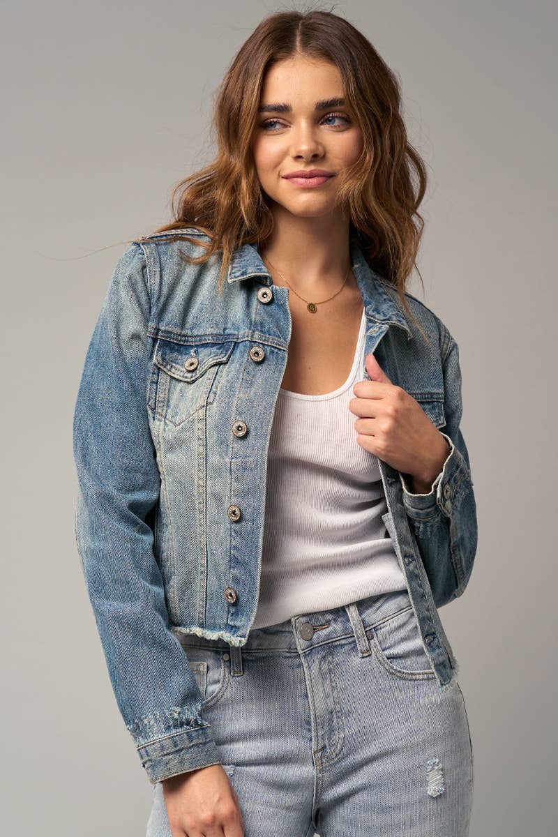 Raw Hem Denim Jean Jacket