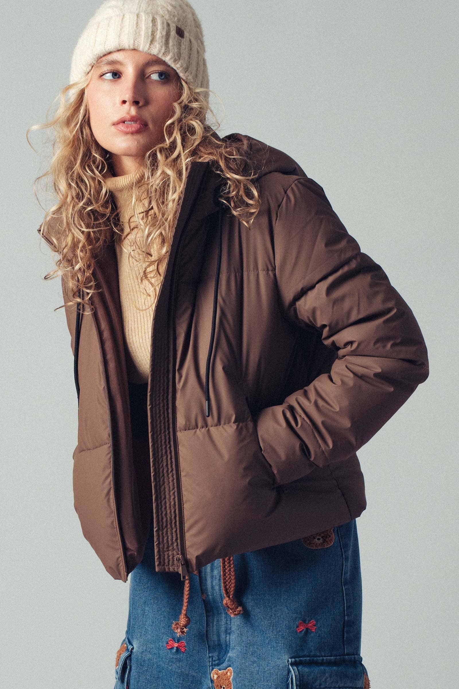 Cozy Hooded Brown Puffer Jacket