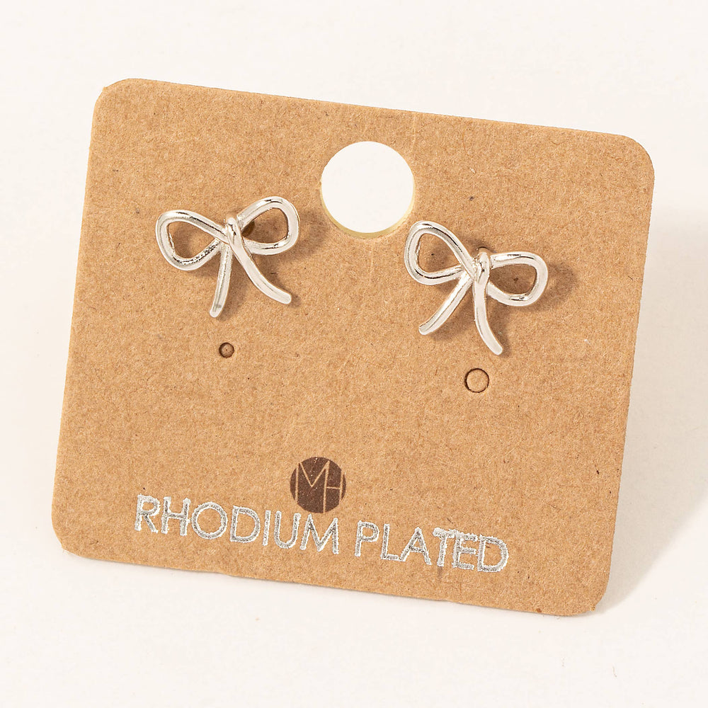 Gold Dipped Ribbon Bow Stud Earrings