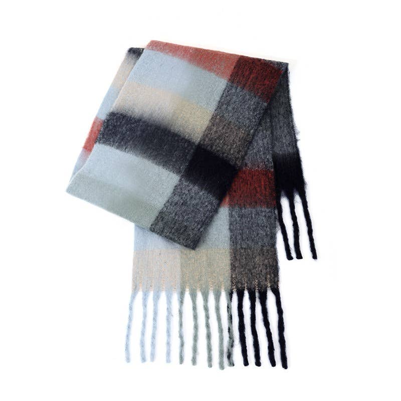 Color Block Plaid Daily Scarf