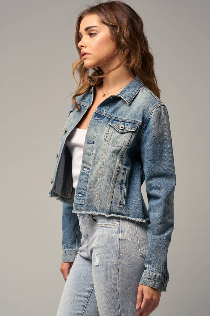 Raw Hem Denim Jean Jacket