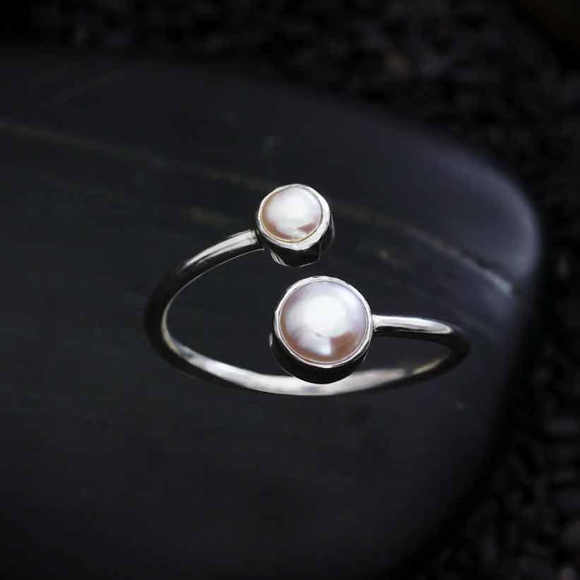 Sterling Silver Adjustable Pearl Ring