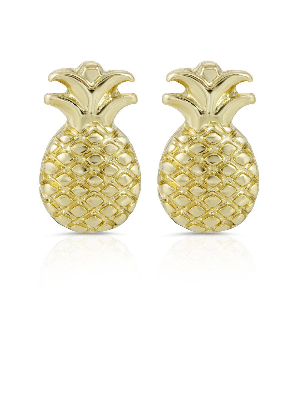 Lucky Feather New Moon Gold Stud Pineapple Earrings