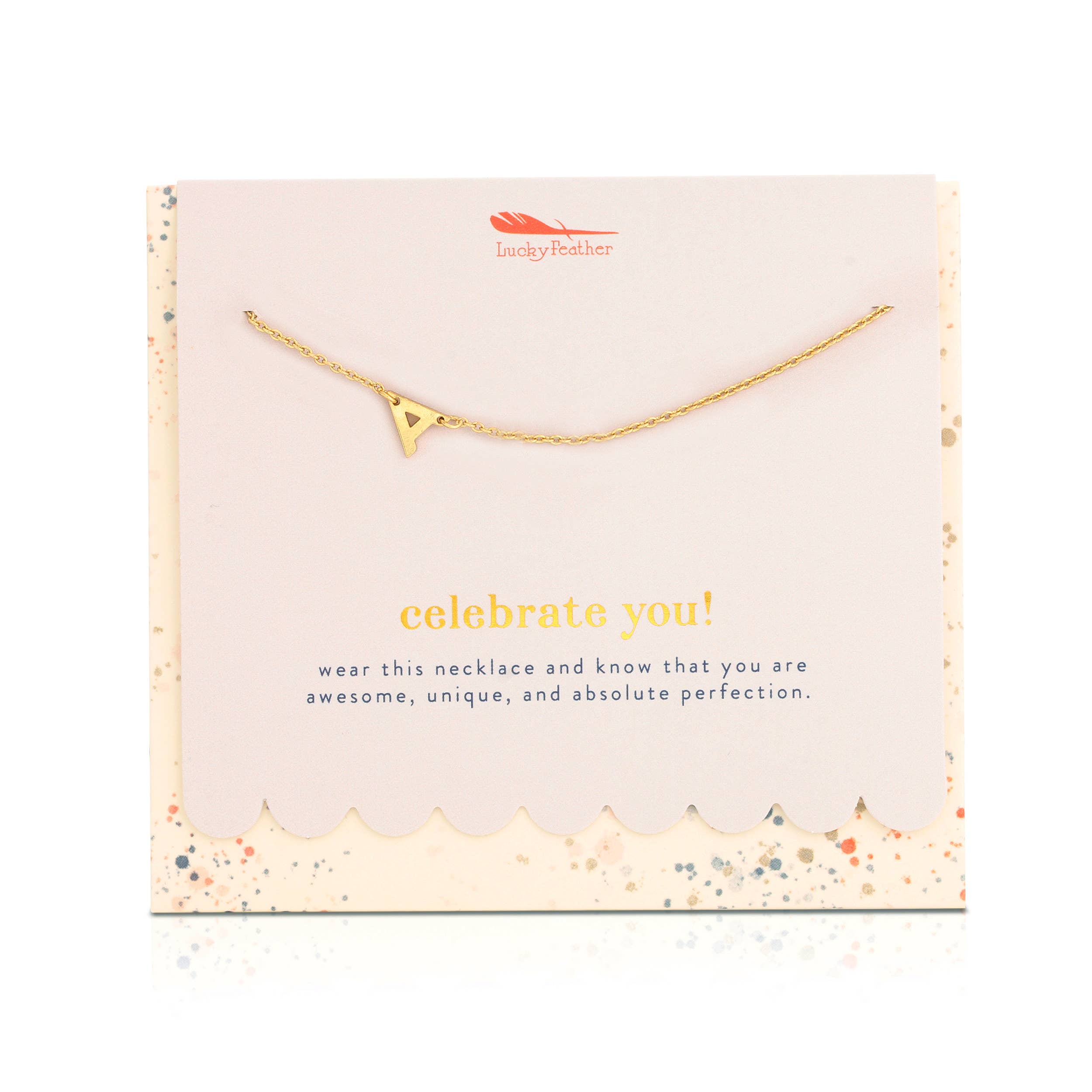 Lucky Feather - Celebrate You - Initial Necklace + Gift Env - A-Z