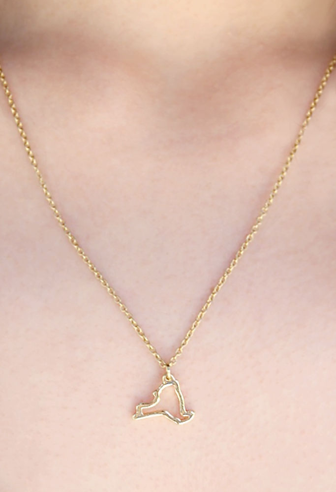 Lucky Feather Gold NEW YORK State Necklace