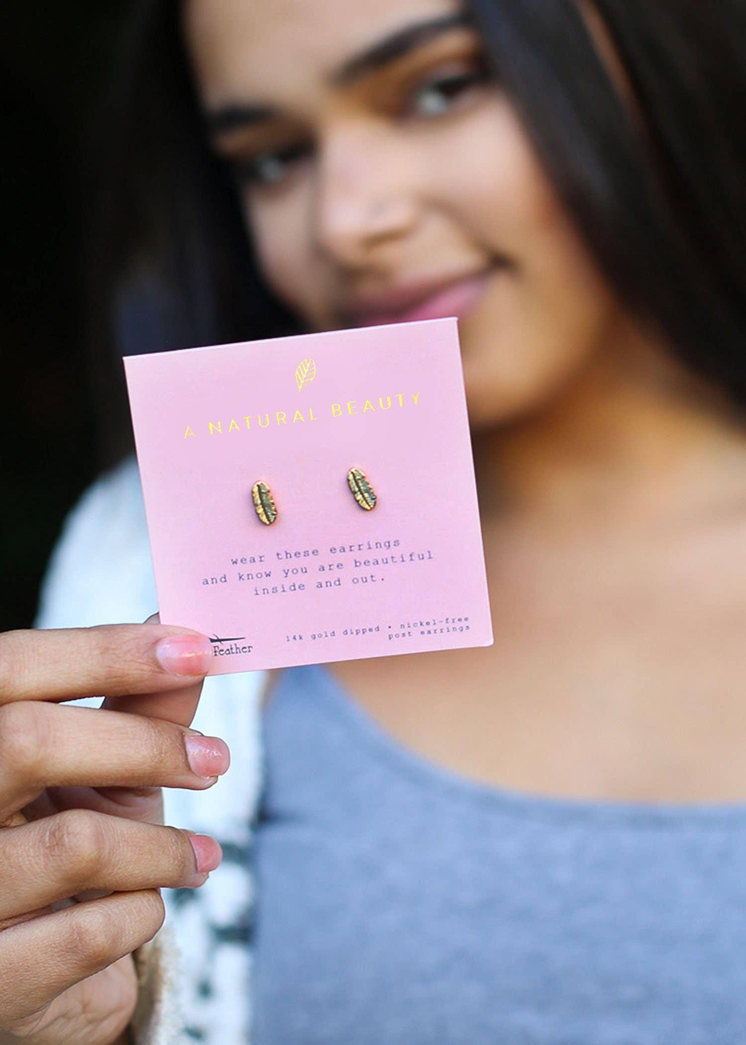 New Moon Gold Feather Earrings