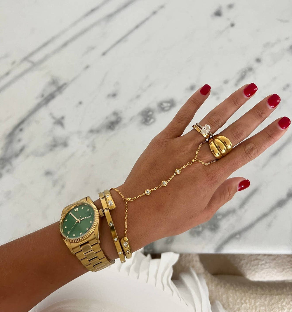 Gold and Faux Diamond LUXE HAND CHAIN