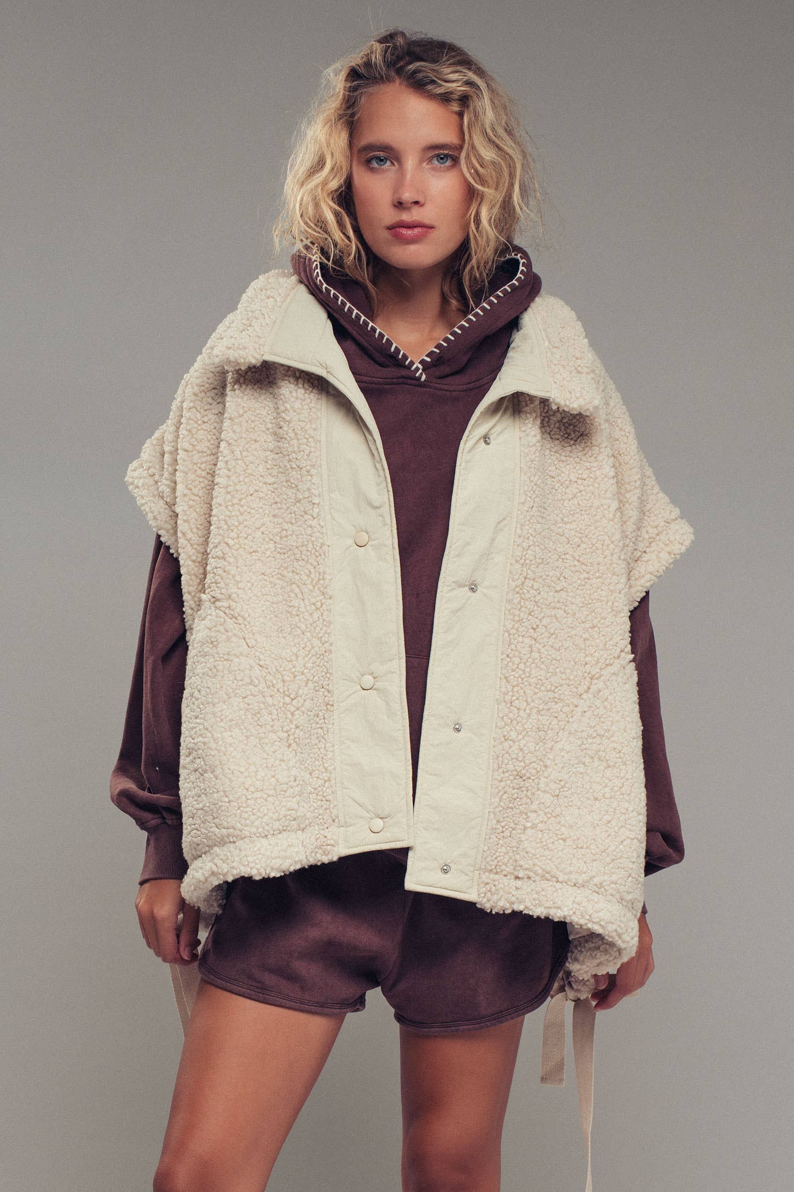 Oversized Sherpa Fleece Boho Western Layering Vest