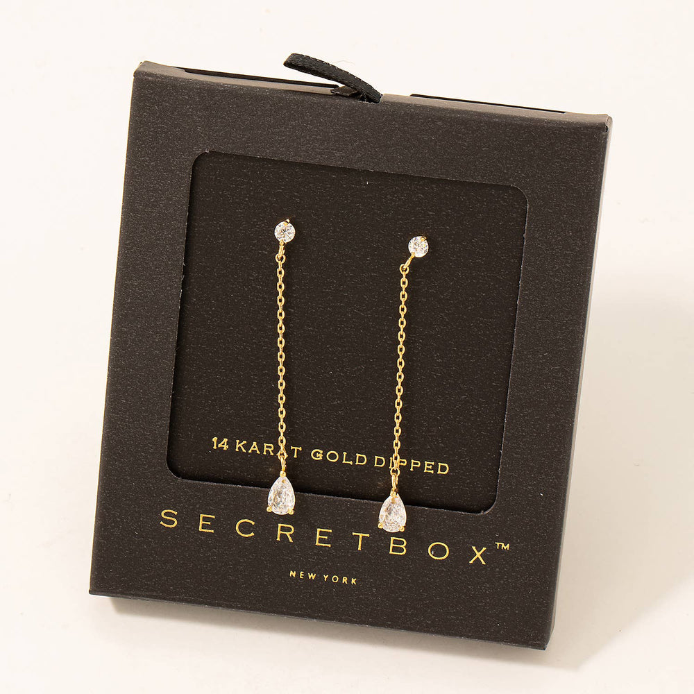 Secret Box Rhinestone Tear Earrings