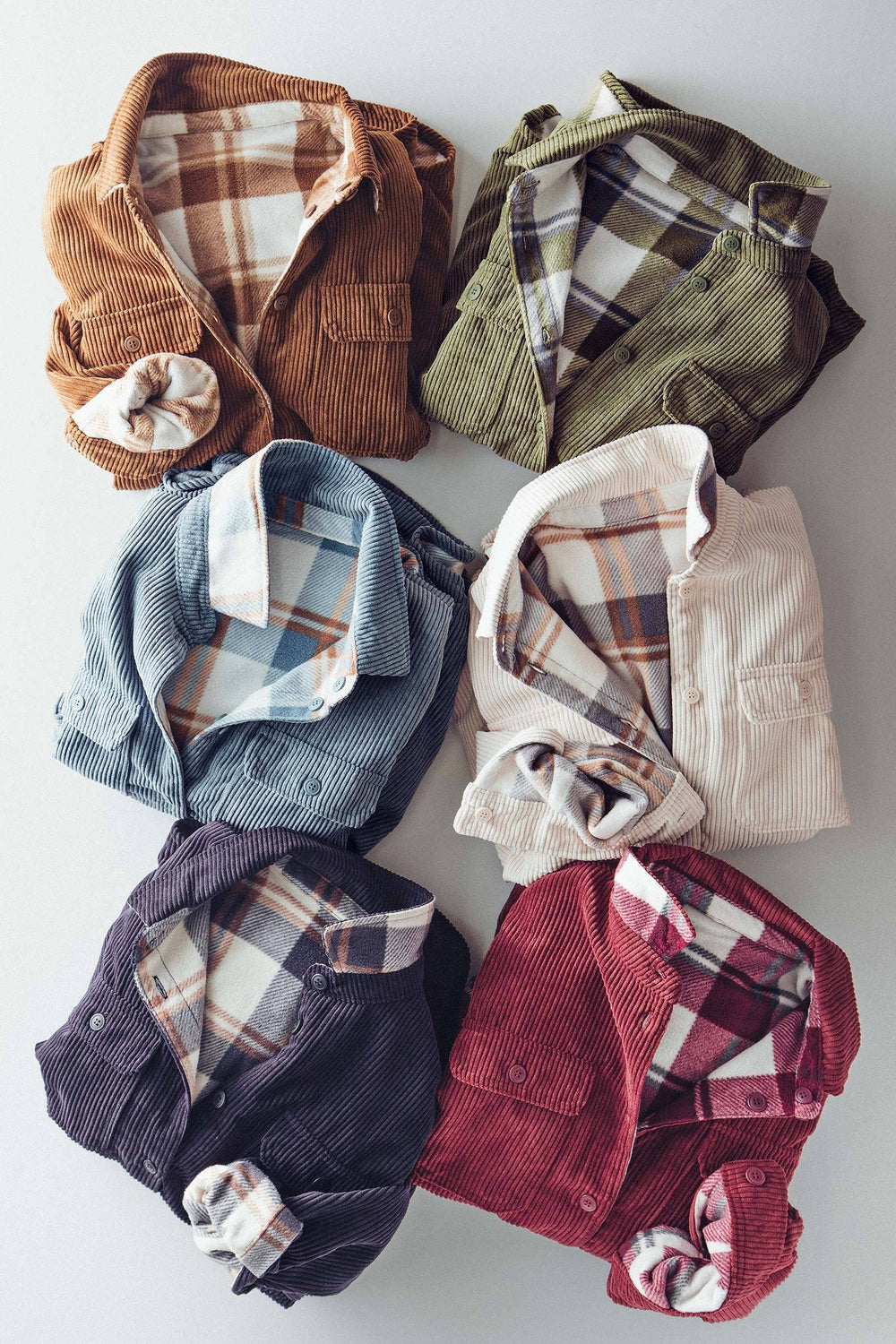 Urban Daizy Plaid Lined Corduroy Flannel Shacket
