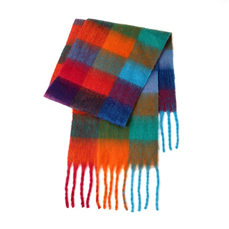 Color Block Plaid Daily Scarf