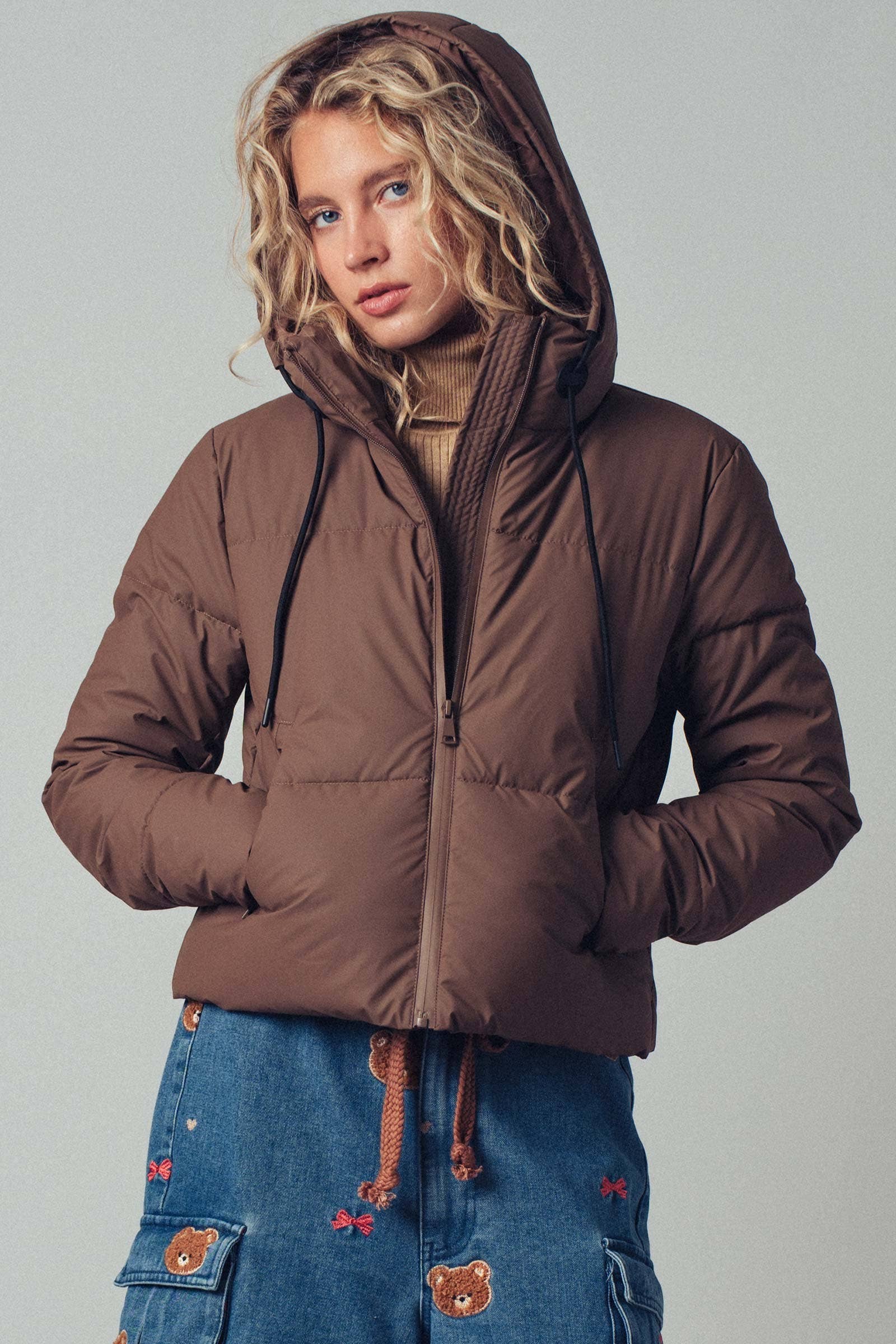 Cozy Hooded Brown Puffer Jacket