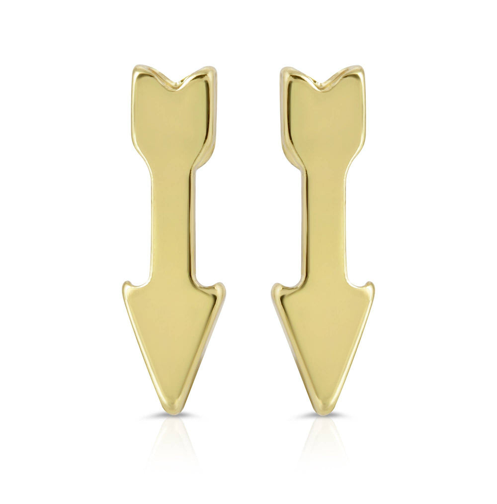 Lucky Feather New Moon Gold Arrow Stud Earrings