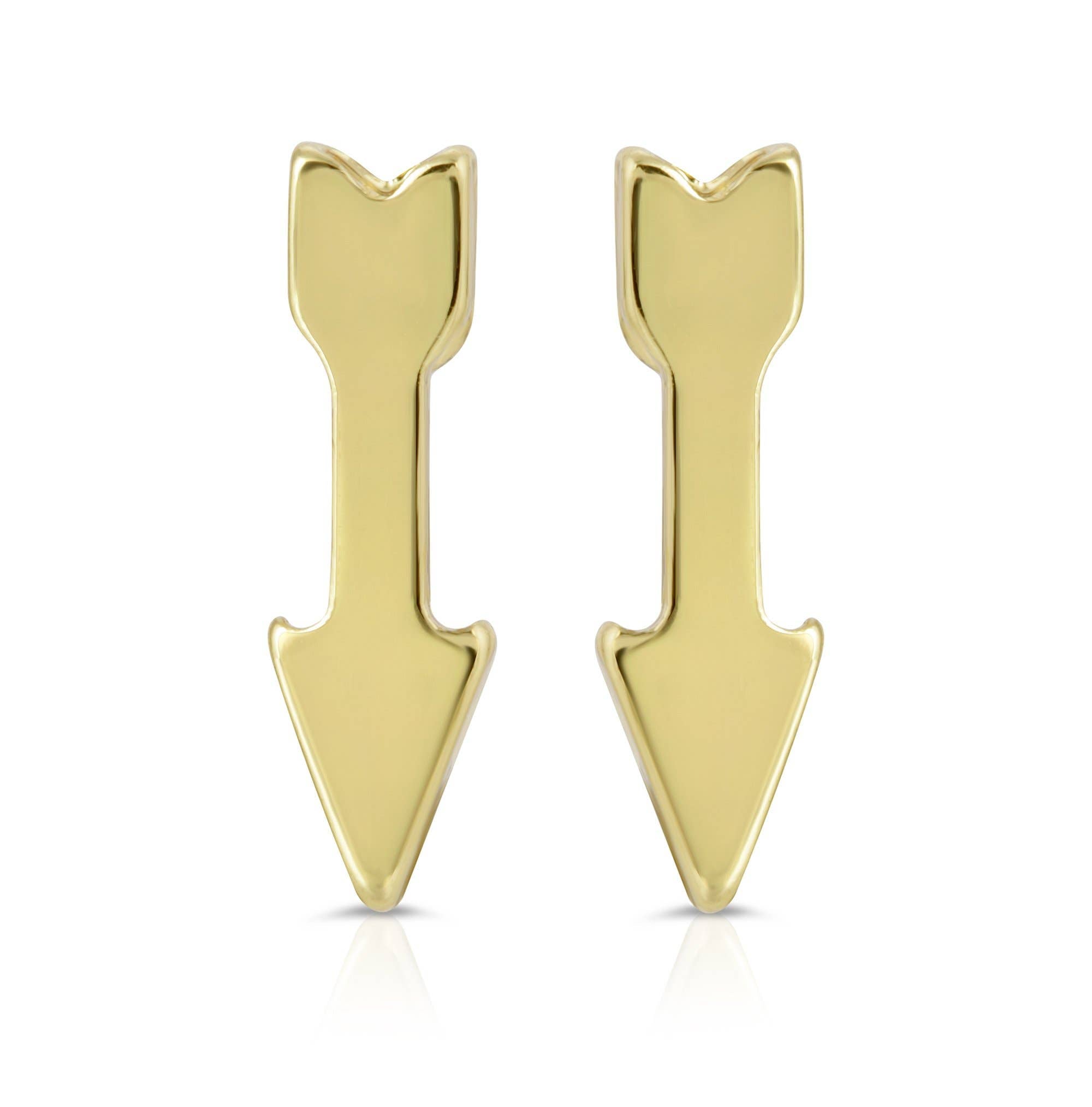 Lucky Feather New Moon Gold Arrow Stud Earrings