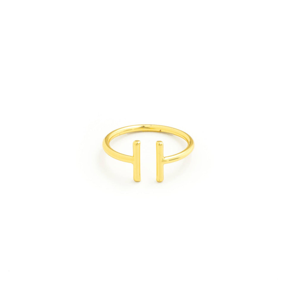 Simple Double T Bar Adjustable Gold Ring