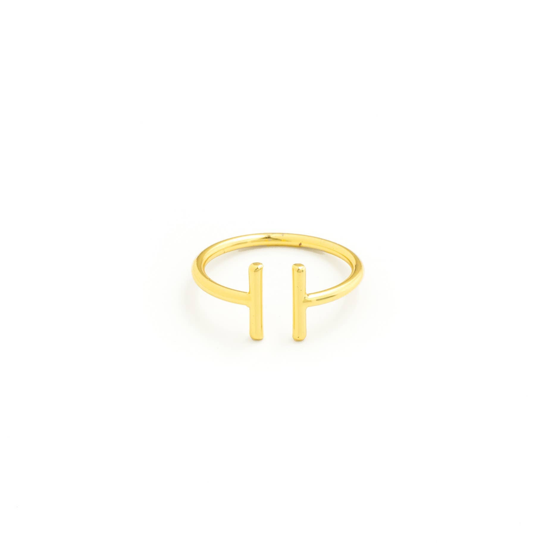 Simple Double T Bar Adjustable Gold Ring