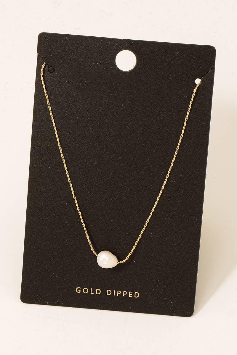 Dainty Pearl Charm Necklace