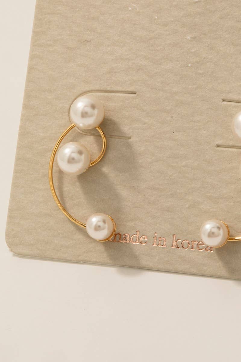 Mini Pearl Beads Swirl Drop Earrings