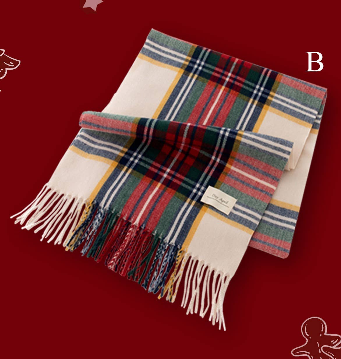 Red, White and Green Christmas Plaid Scarf