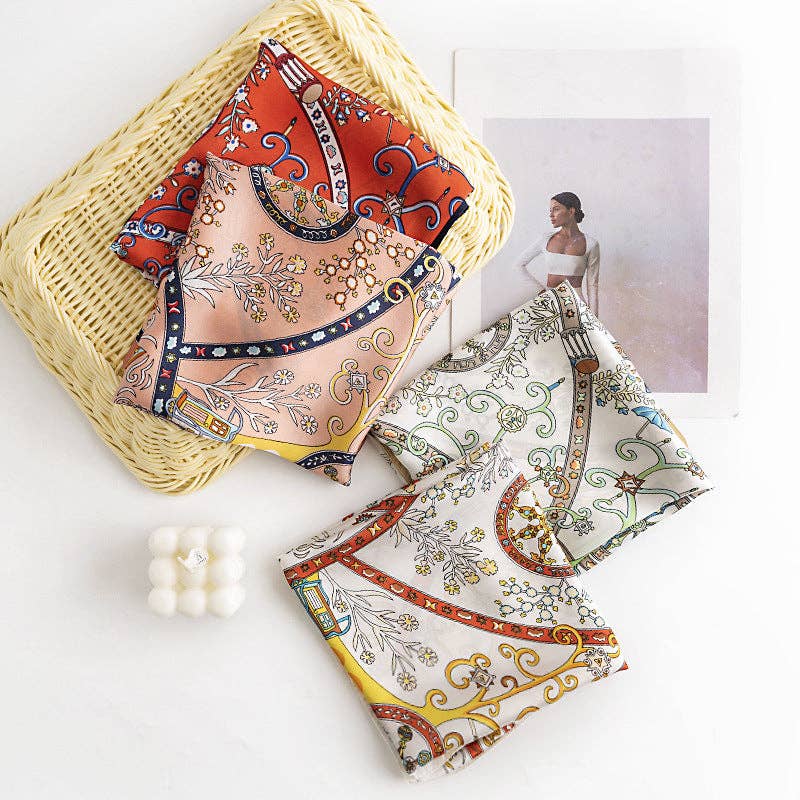Vintage Pattern Silk Square Scarf