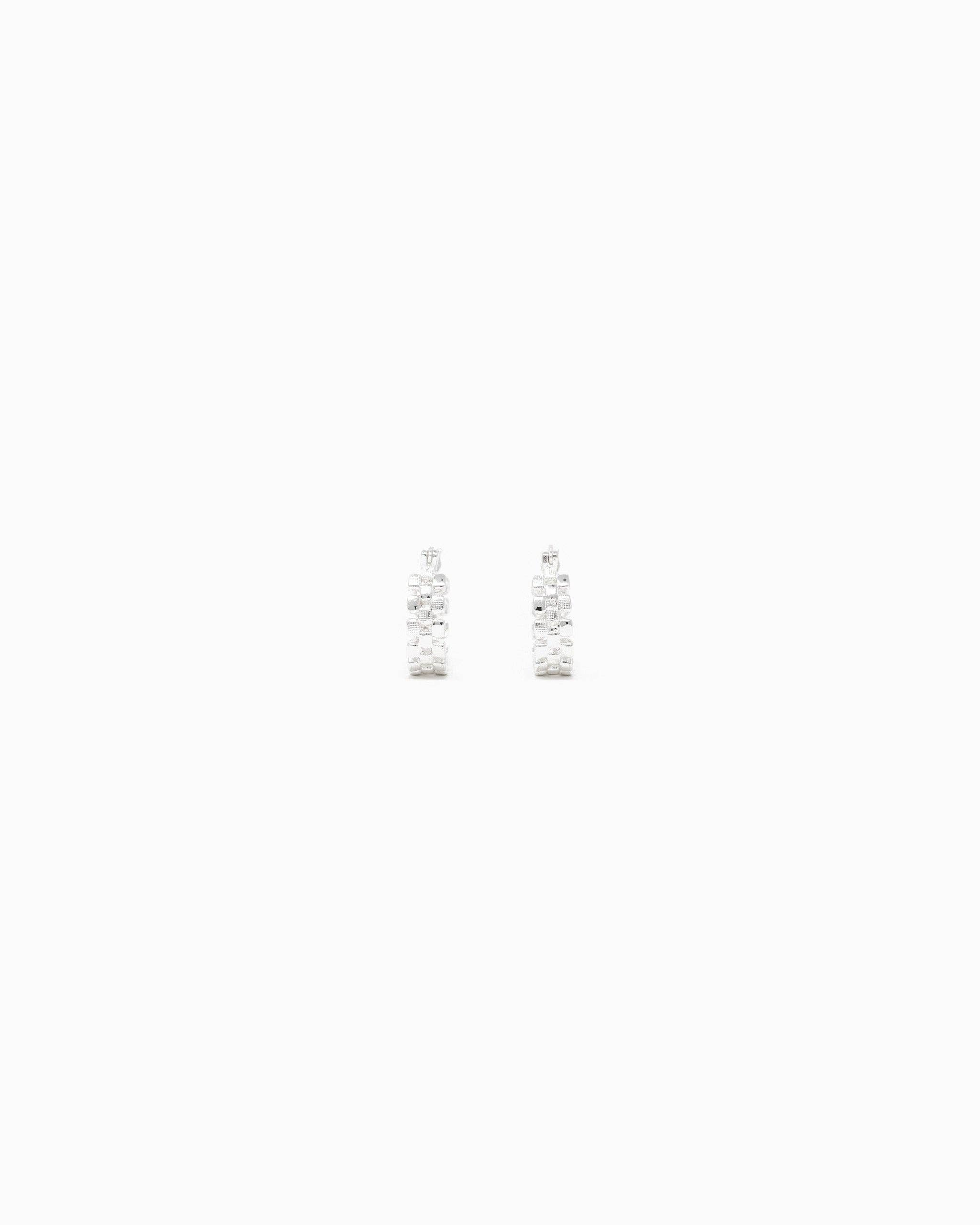 Checkered Pattern Cutout Gold Hoop Earrings