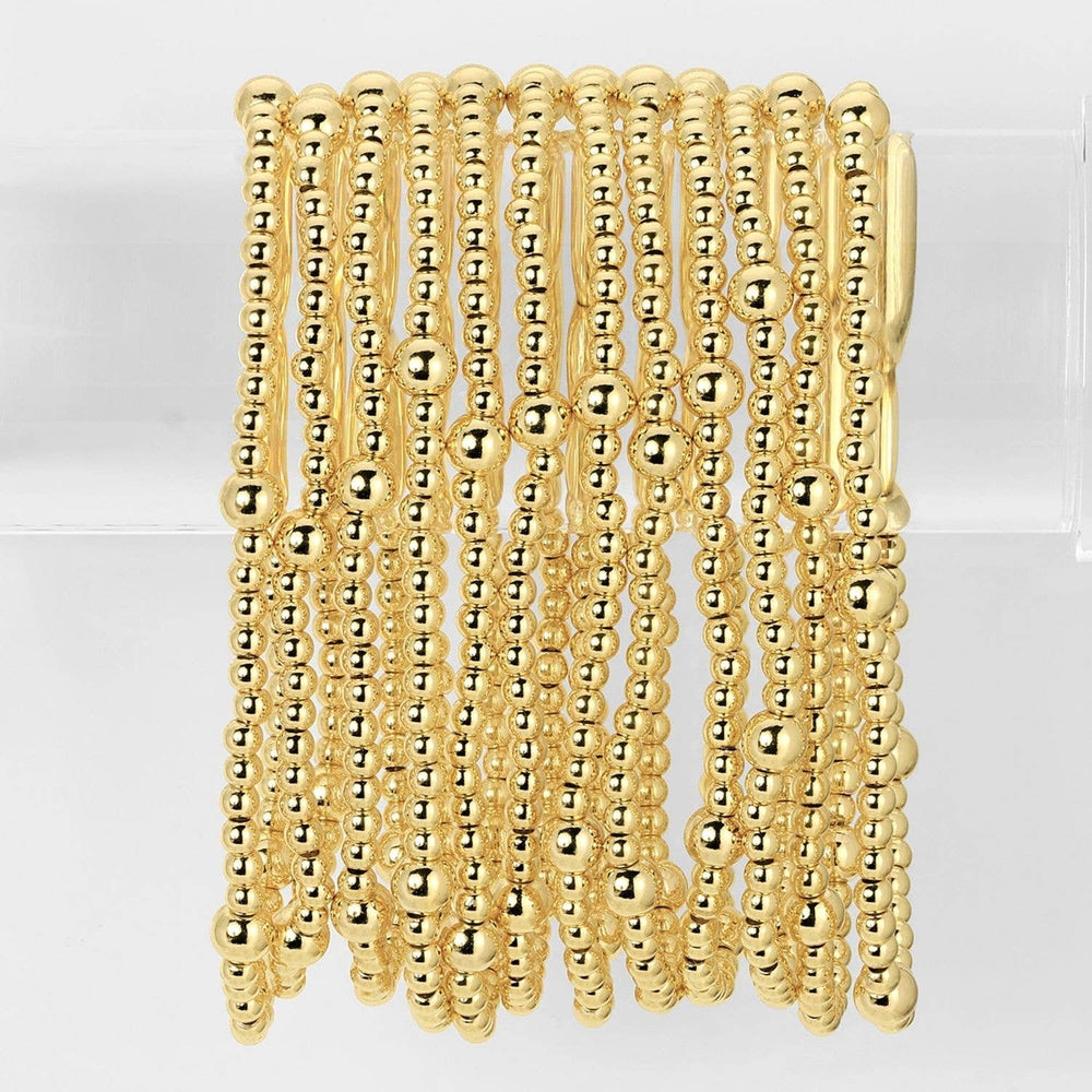 3mm Gold Beaded Stretch Bracelet with 5mm Accent Gold Beads