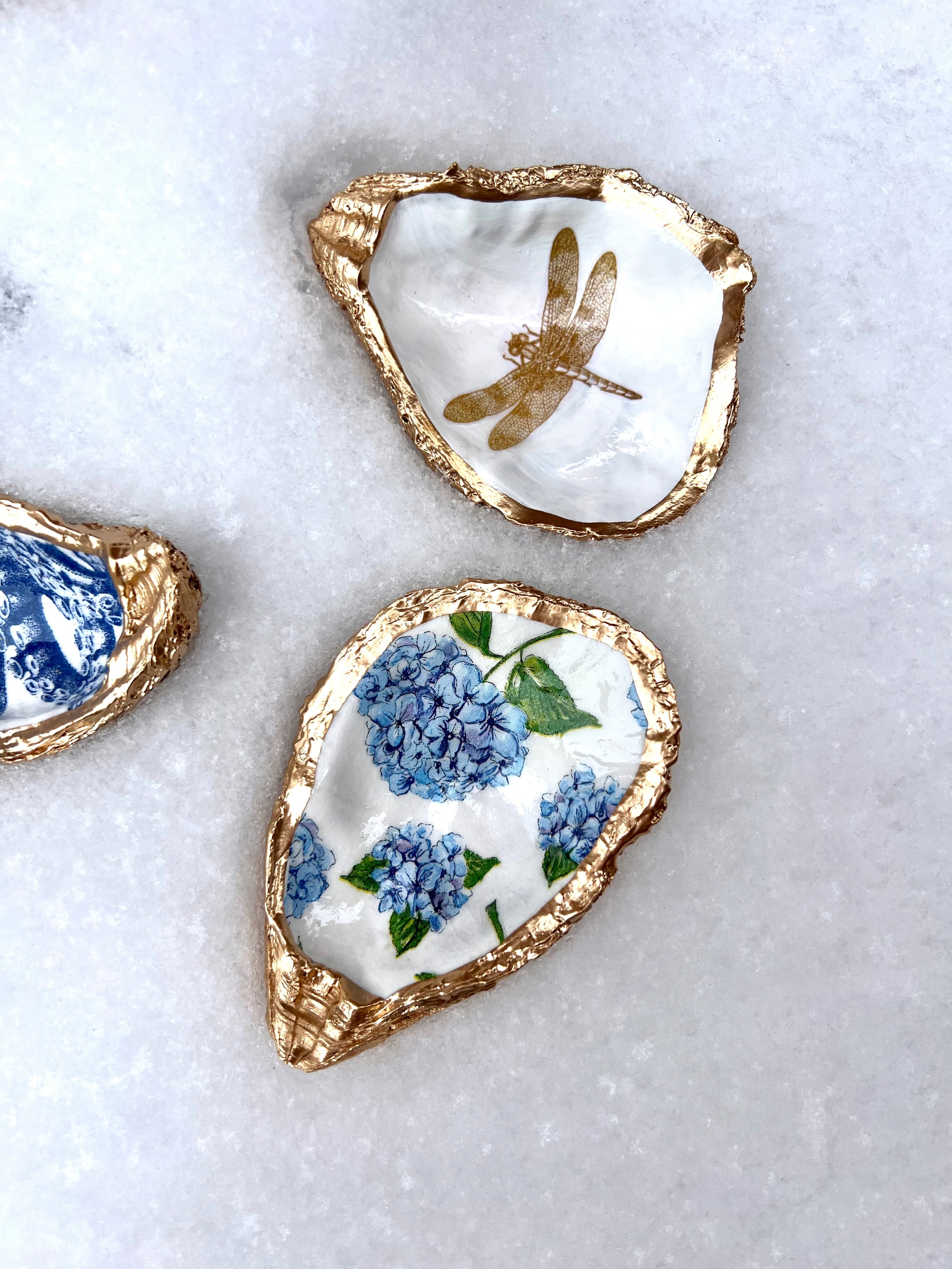 Gold Dragonfly Oyster Trinket Dish