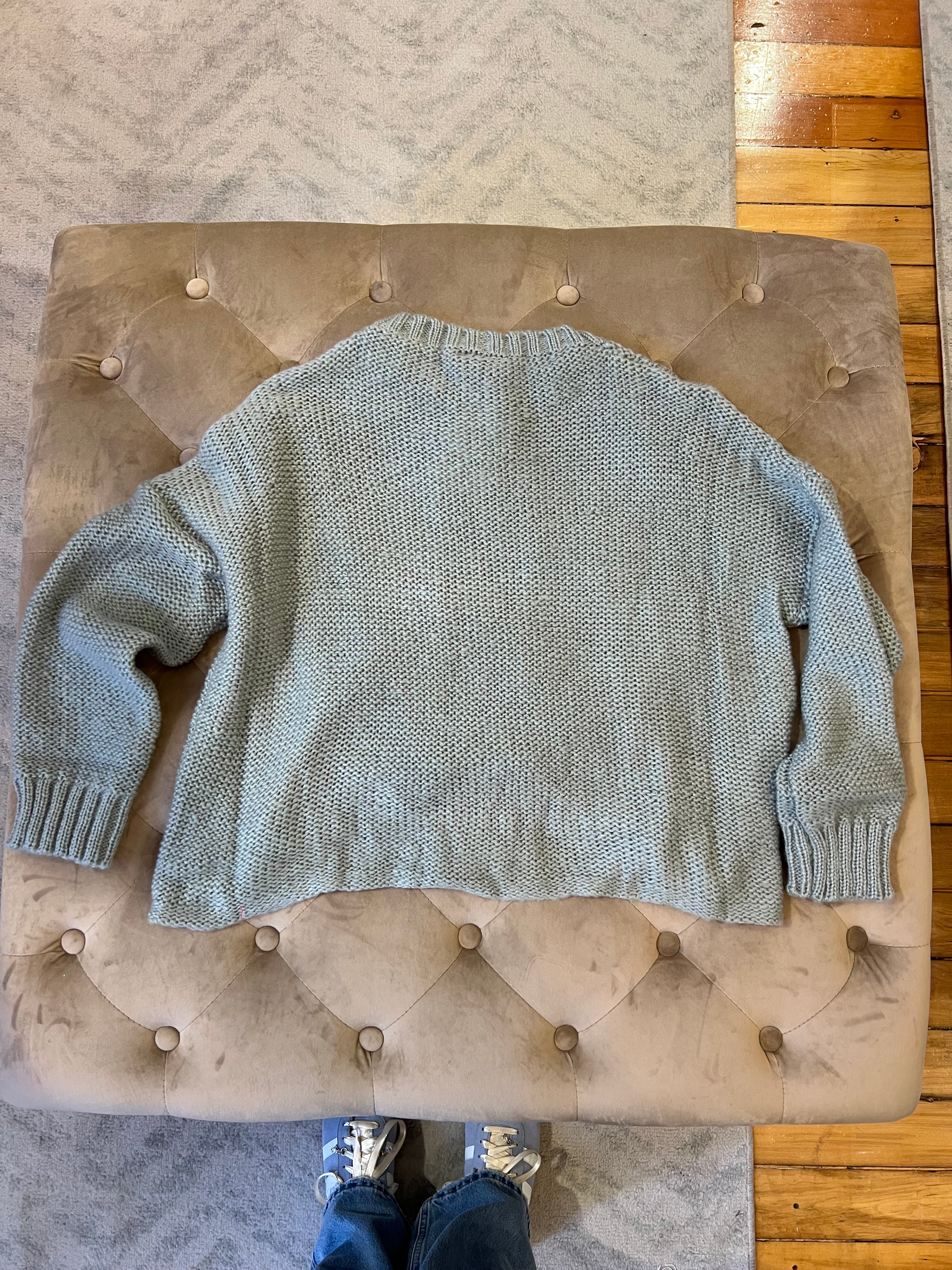 Wooden Ships Aspen Cropped Cable Crewneck Sweater